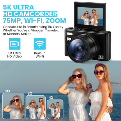 ZINGLE Digital Camera 5K Ultra high defnition 75 mega pixel 18x Zoom FREE SD card